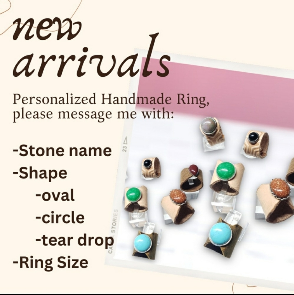 Leather-Gemstone Custom Ring